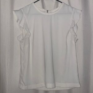 J. Crew Off White Ruffled Cap Sleeve Blouse